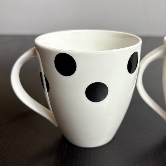 MIKASA Ultima + Plus Hot Spots Ebony White/Black Polka-Dot Coffee Mugs, Set of 4 - Picture 2 of 9